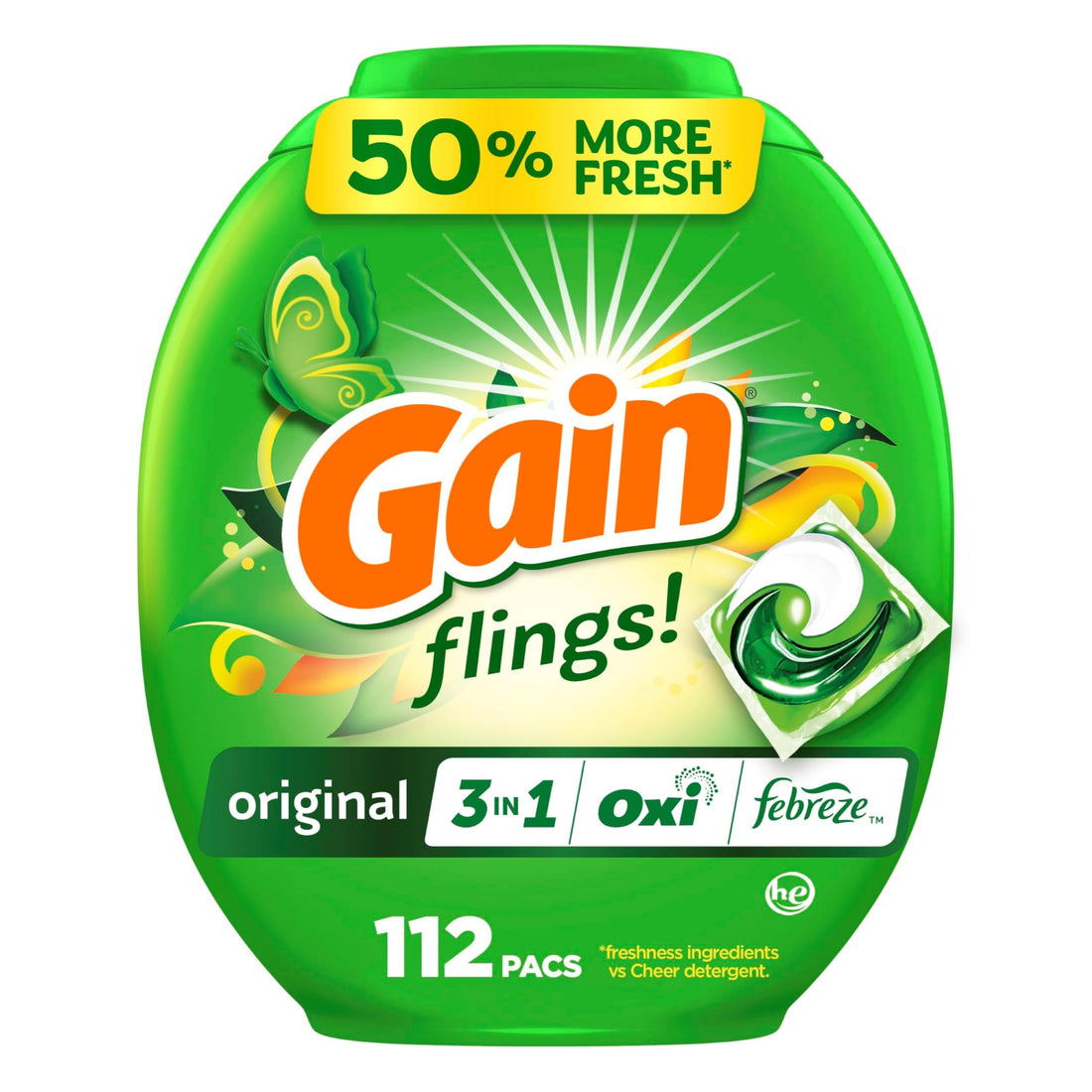 Gain Laundry Detergent Pacs with Oxi Boost and Febreze