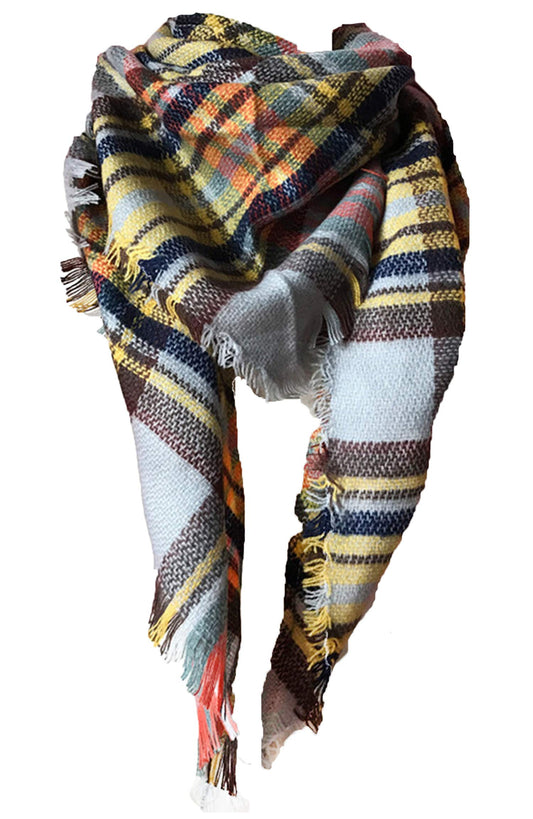 Cozy Up this Winter with Our Warm and Luxurious Smoked Plaid Scarf.