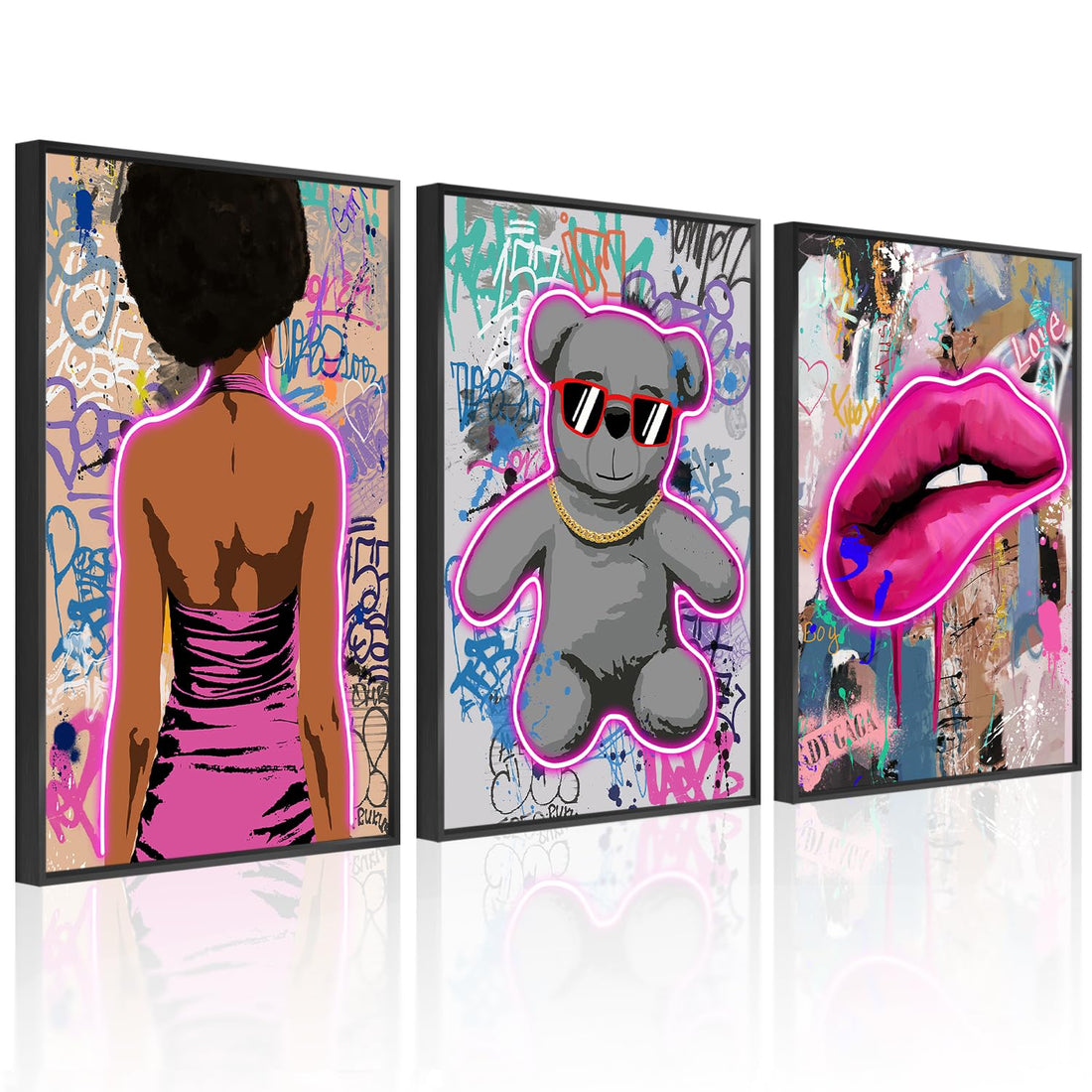 Modern Abstract Wall Art Set of 3 Canvas Prints