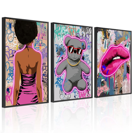 Modern Abstract Wall Art Set of 3 Canvas Prints