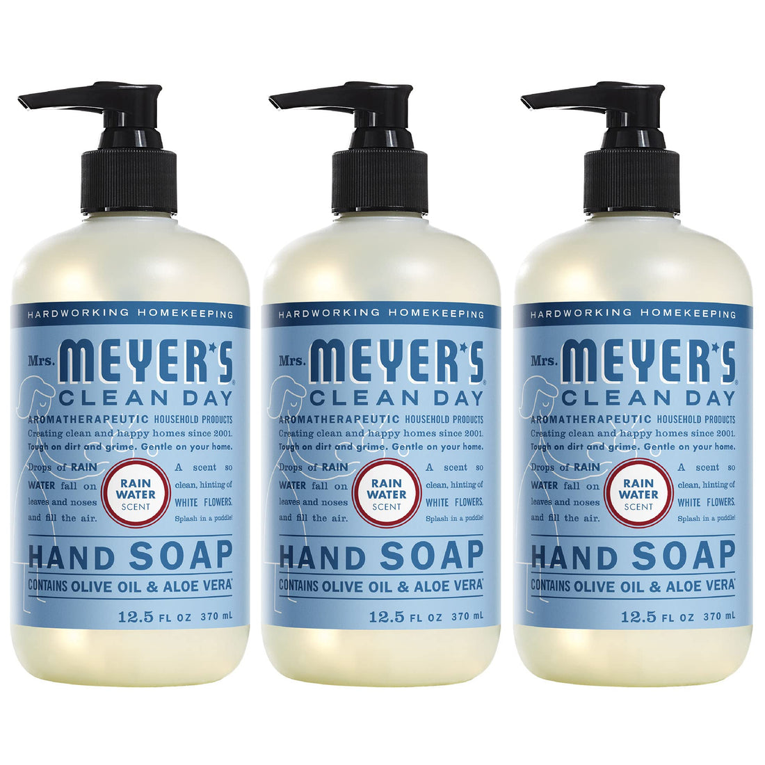 MRS. MEYER'S CLEAN DAY Hand Soap, Made with Essential Oils, Biodegradable Formula, Rain Water, 12....