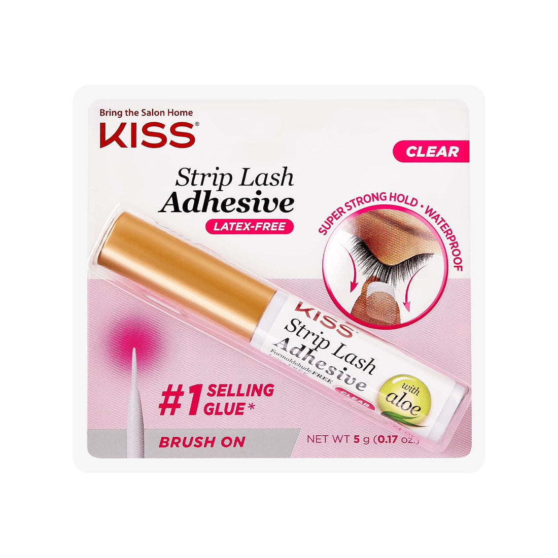 KISS Strip Lash Adhesive, Lash Glue, 24hr Strip Eyelash Adhesive, Clear, Includes Lash Adhesive, ...