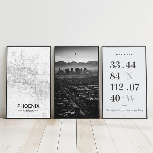 CITY on WALL Phoenix Poster Set - City Map, Portrait