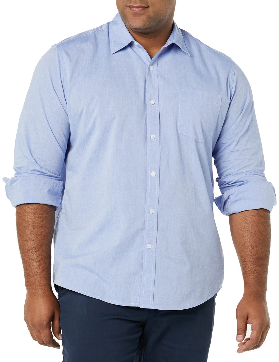 Amazon Essentials Men's Regular-Fit Long-Sleeve Casual Poplin Shirt.