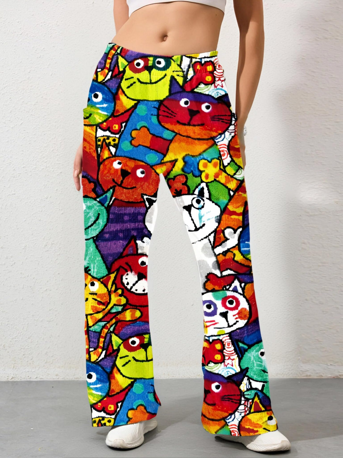 Comfortable and stylish women's lounge pants with cute cat design.
