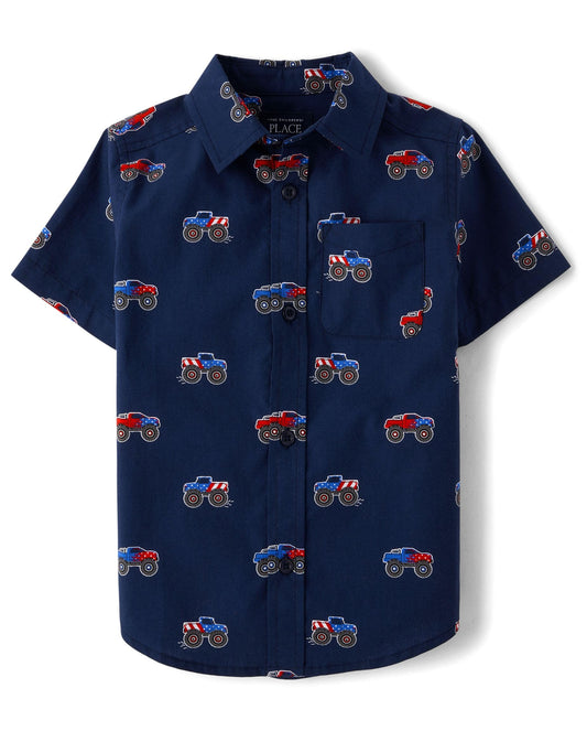 The Children's Place baby boys Short Sleeve Button Down Shirt.