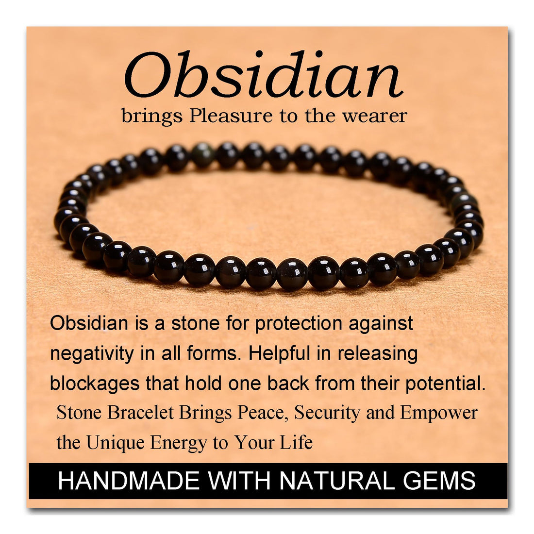 Showcasing Black Obsidian, a Luxurious Yoga Healing Elastic Crystal Necklace