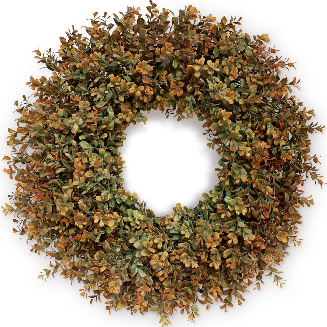 Large Artificial Boxwood Fall Wreath for Front Door and Porch Decor