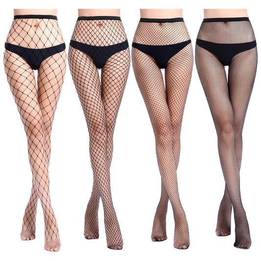 E-Laurels Womens High Waist Patterned Fishnet Tights Suspenders Pantyhose Thigh High Stockings ...