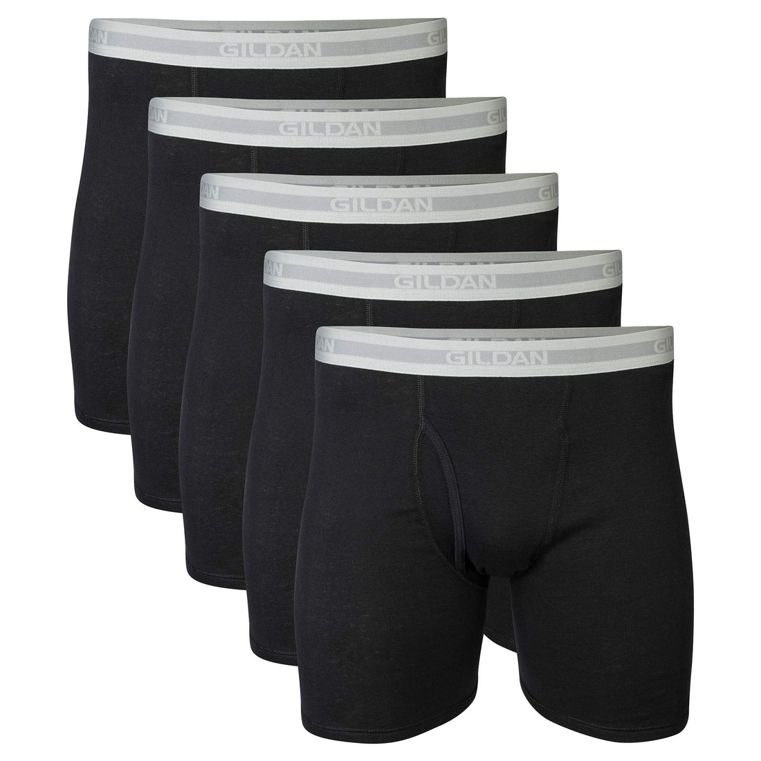 Green Up Arrows Indicate Gildan Men's Underwear Boxer Brief Multipack Guarantee.