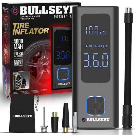 Blast Off with Bullseye Pro's 4000mAh Portable Tire Inflation Powerhouse!