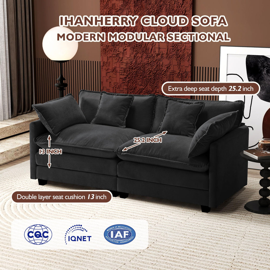 Ihanherry Cloud Sofa Loveseat Modern sectional couch for two seats, ...