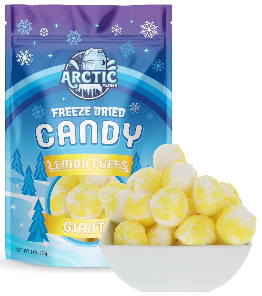 Arctic Farms Freeze Dried Sour Lemon Puff Candy - Lemon Giants (3oz)