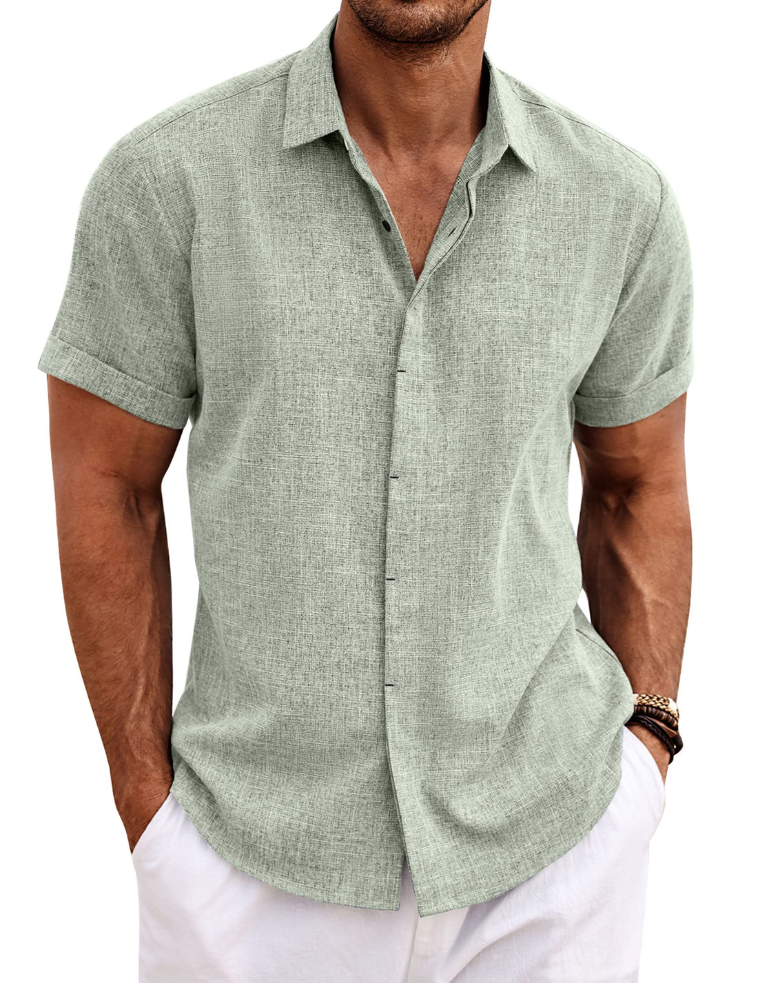 COOFANDY Men's Casual Linen Shirts for Summer and Beach Wear