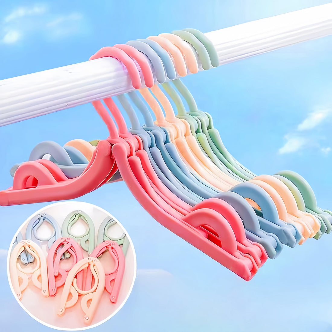 Adjustable Foldable Travel Clothes Hanger 8pcs Set