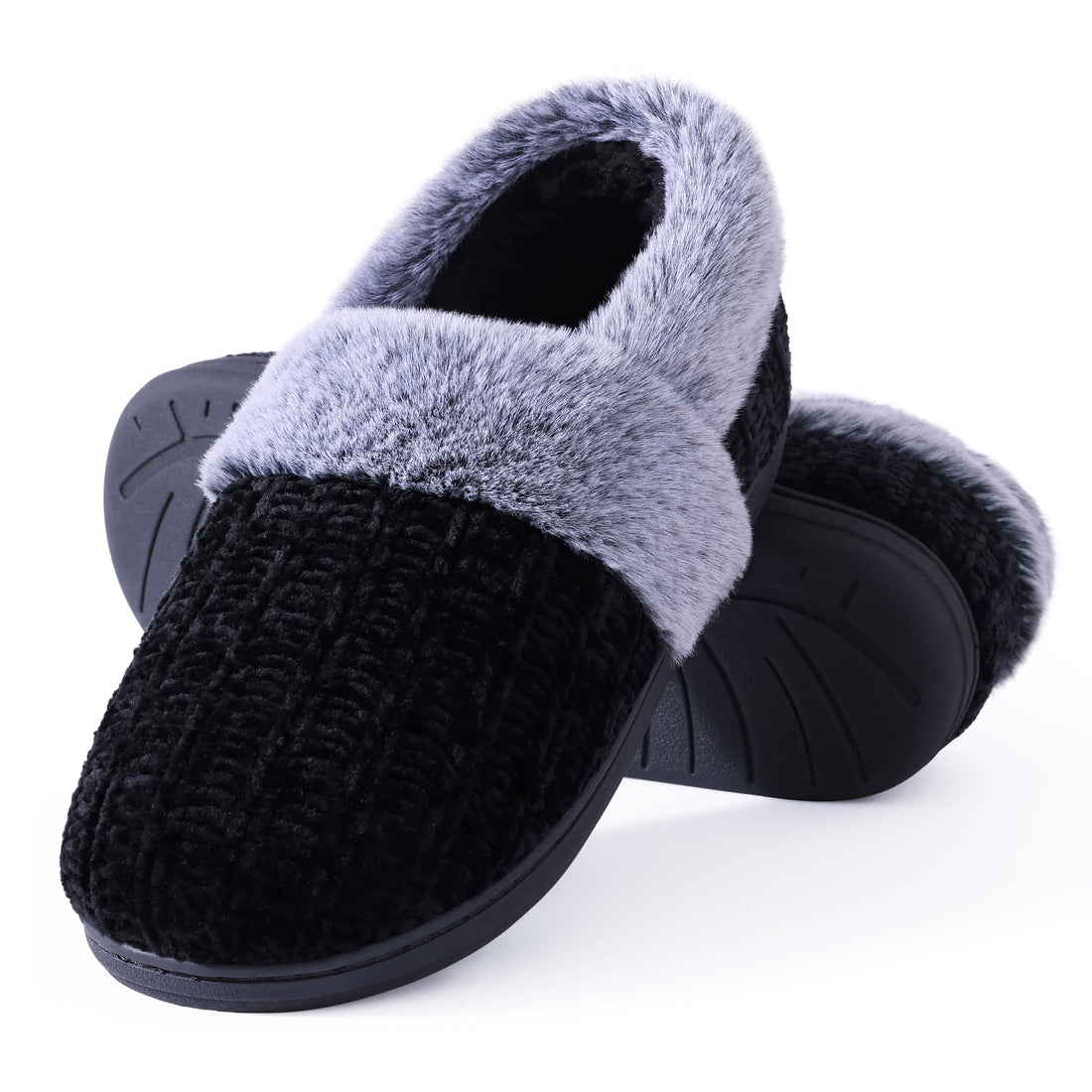 Cozy Fuzzy Memory Foam Slippers with Chenille Knit and Fleece