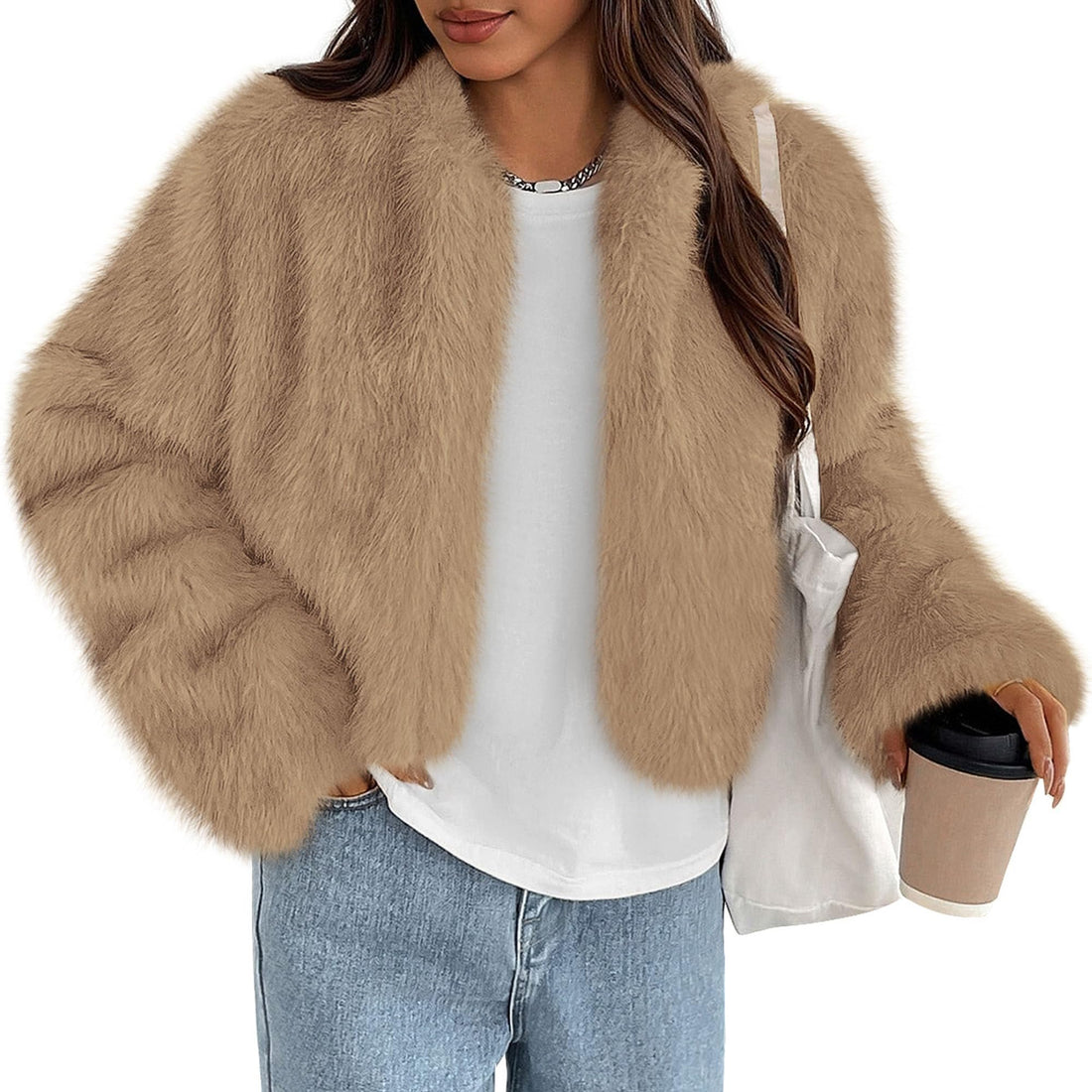 PRETTYGARDEN Womens 2026 Winter Coats Fluffy Cropped Faux Fur Jacket (or simply)