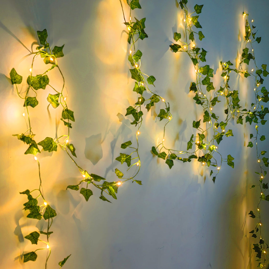 Indoor Decorative String Lights with Artificial Ivy and Warm White LEDs Festive decorative lights ...