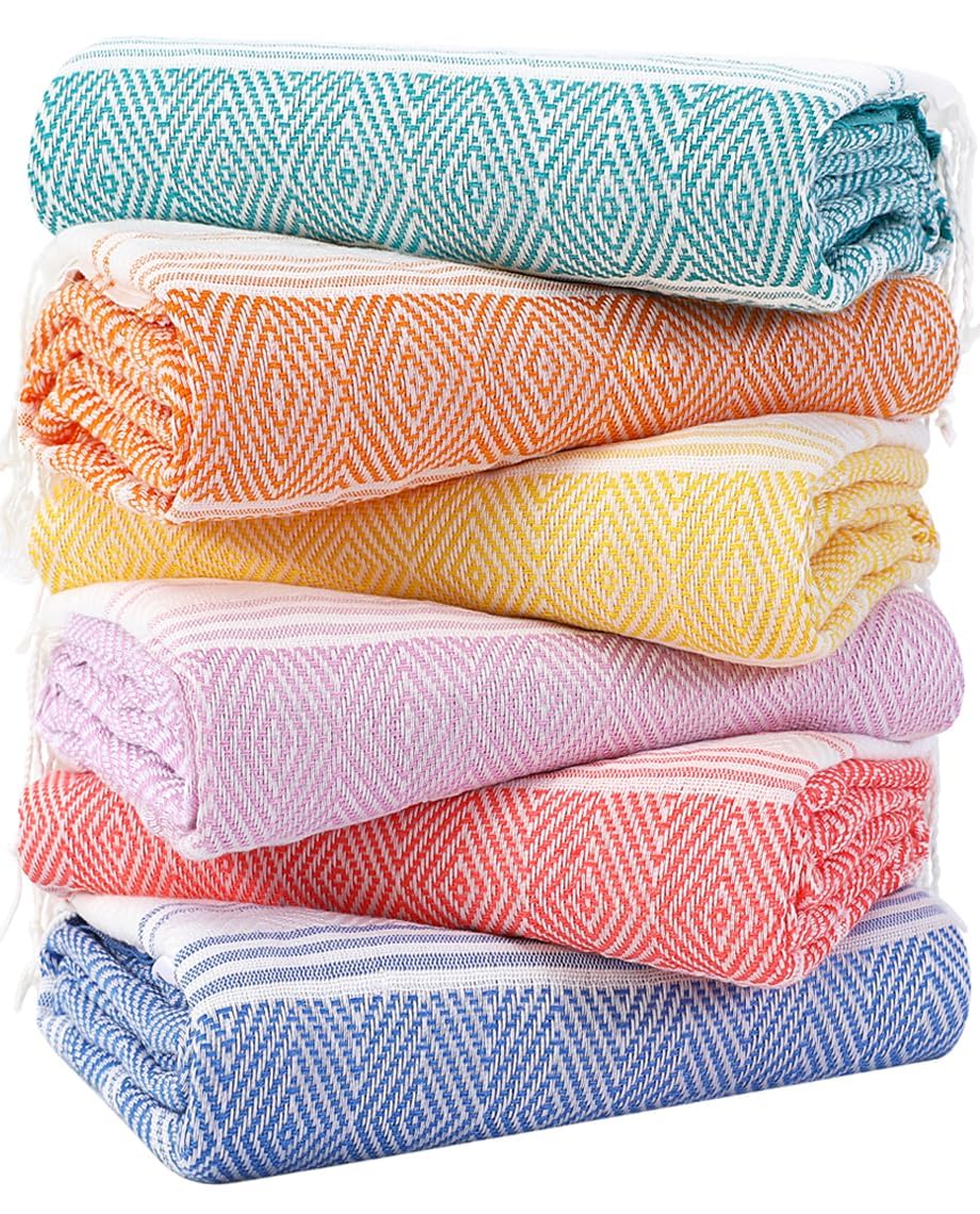 **Extra Large Turkish Beach Towels Set Bulk 6 Pack**