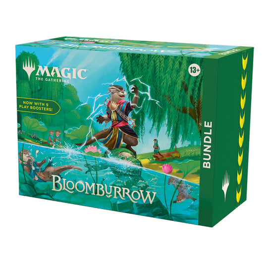 Magic: The Gathering Bloomburrow Bundle - 9 Play Boosters, 30 Land cards + Exclusive Accessories.