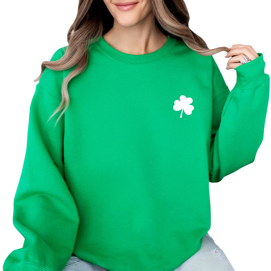 Get Lucky with this Green Shamrock Crewneck Sweatshirt, a St.