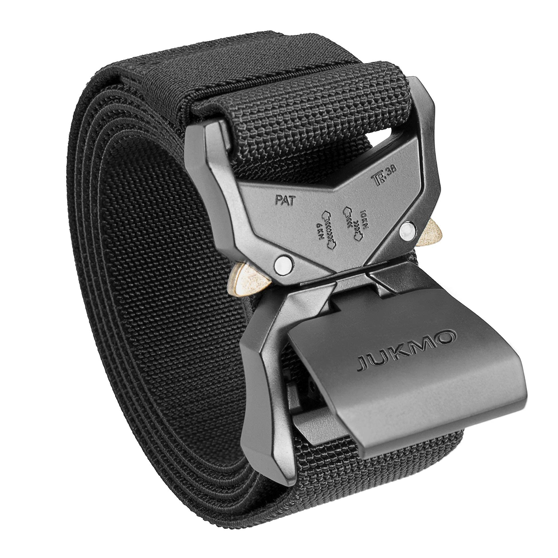 JUKMO Tactical Belt, Military Hiking Rigger 1.5⁘ Nylon Web Work Belt w ...