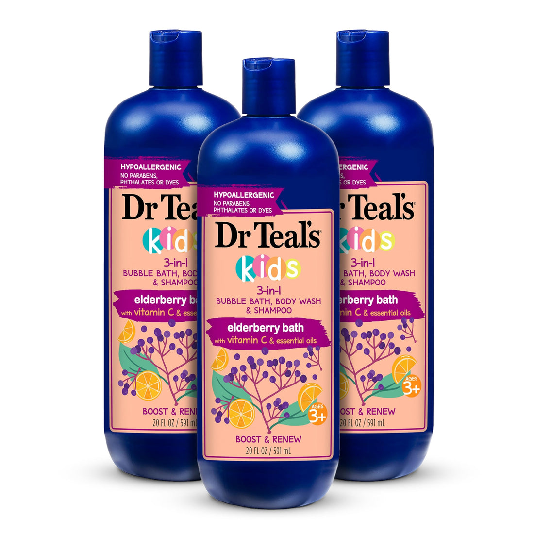 Elderberry Bubble Bath and Body Wash for Kids Detangling Cleansing.