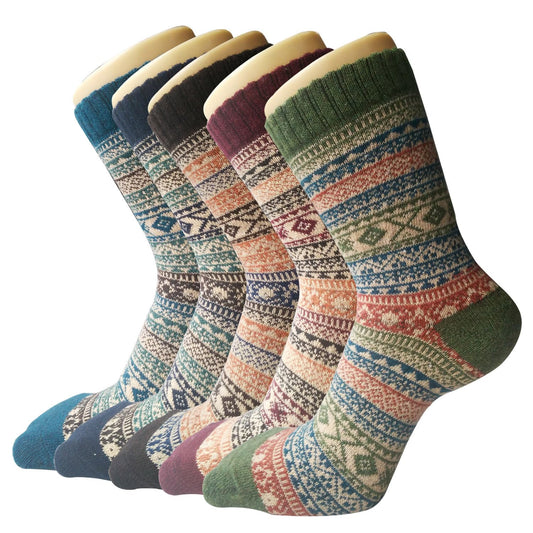 5 Pack Womens Wool Socks Winter Warm Socks Thick Knit Cabin Cozy Crew Soft Socks Hiking Athletic ...