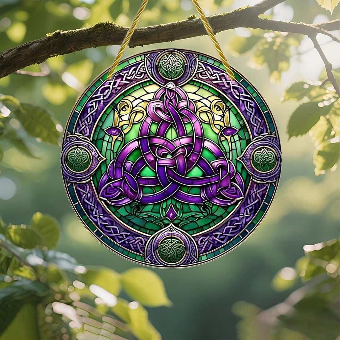 Celtic Knotwork Stained Glass Suncatcher Decor