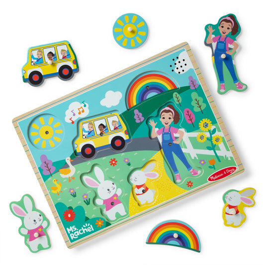 Melissa ⁘ Doug Ms. Rachel Wooden Song Puzzle Educational Toy for Babies, Toddlers - FSC-Certified.