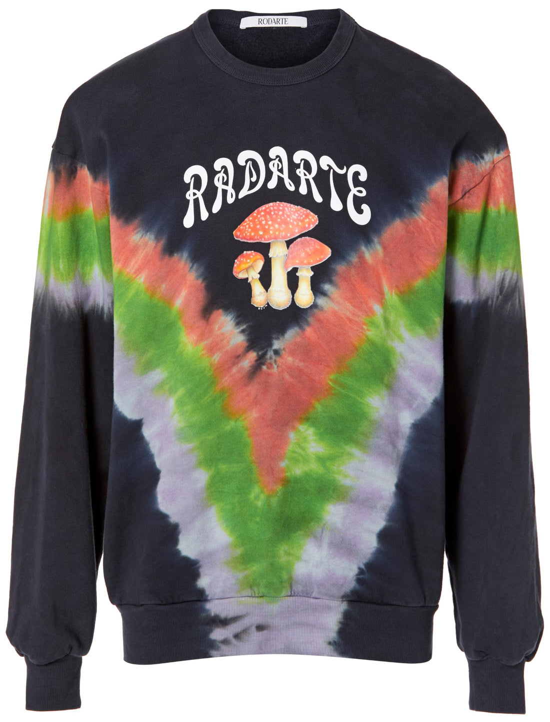 Vibrant, Handmade Tie Dye Mushroom Design on Soft Crew Sweatshirt.