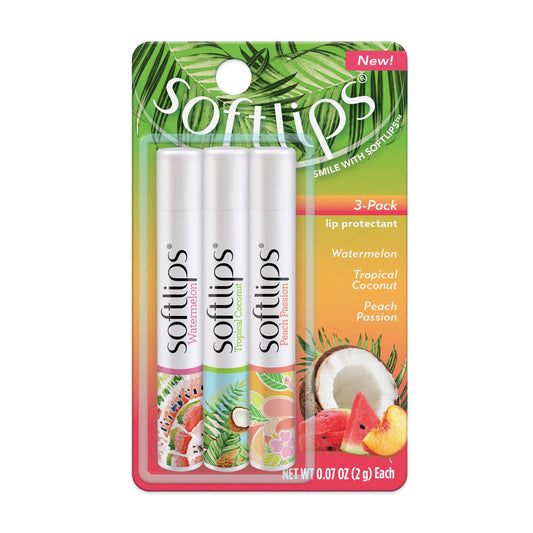 Softlips Daily Lip Moisturizer for Dry, Chapped Lips with Tropical Flavor.