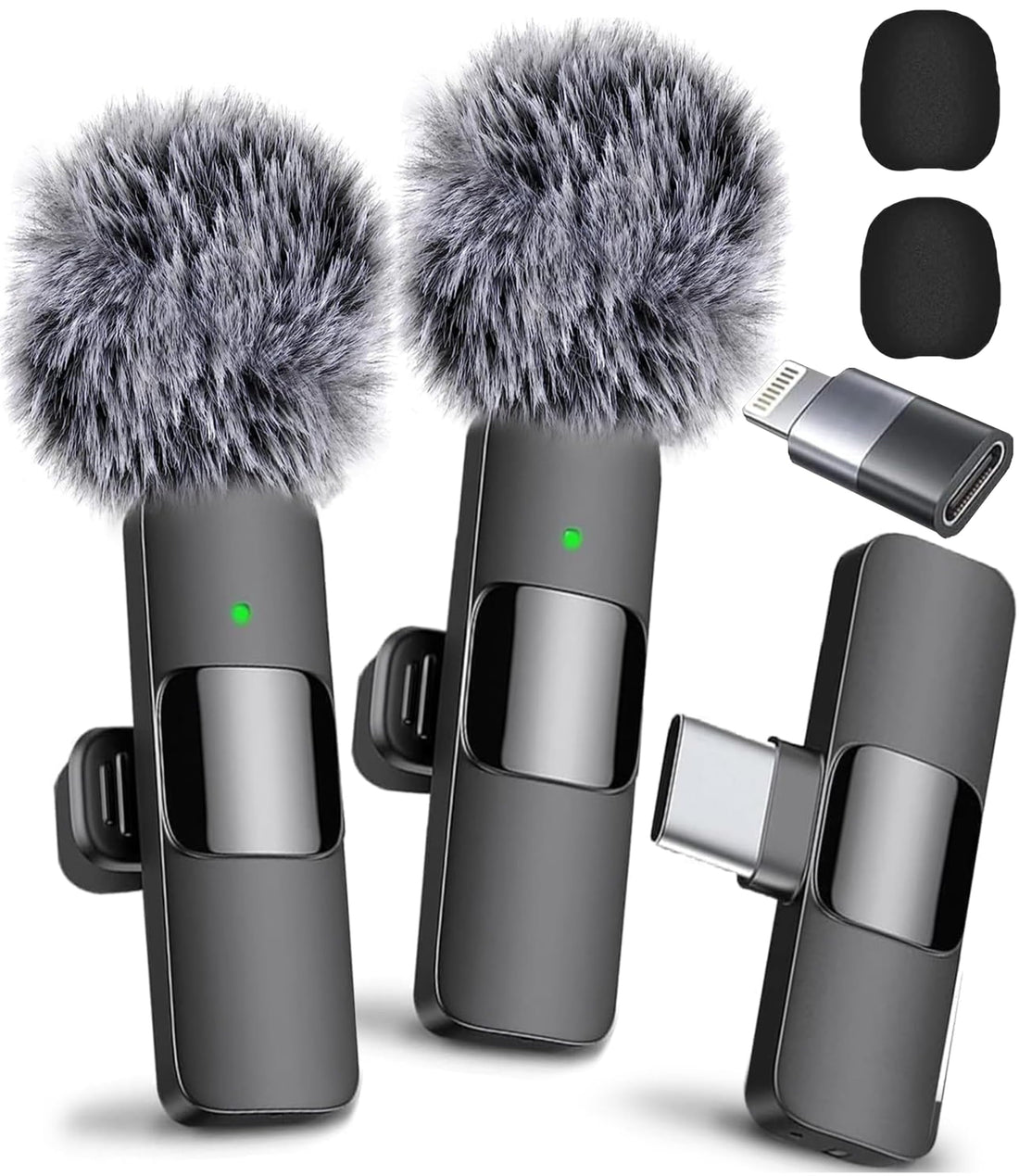 Dual-Pack Wireless Lavalier Microphone for iPhone and Android Devices Electronics