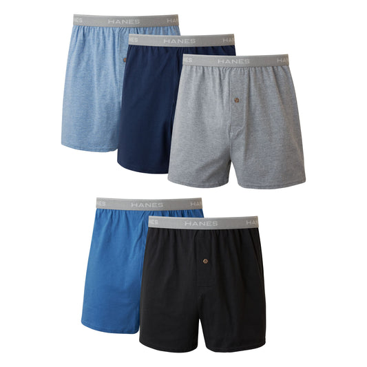 Relax in Comfort with Hanes Cotton Boxers, Moisture-Wicking for Everyday Wear.