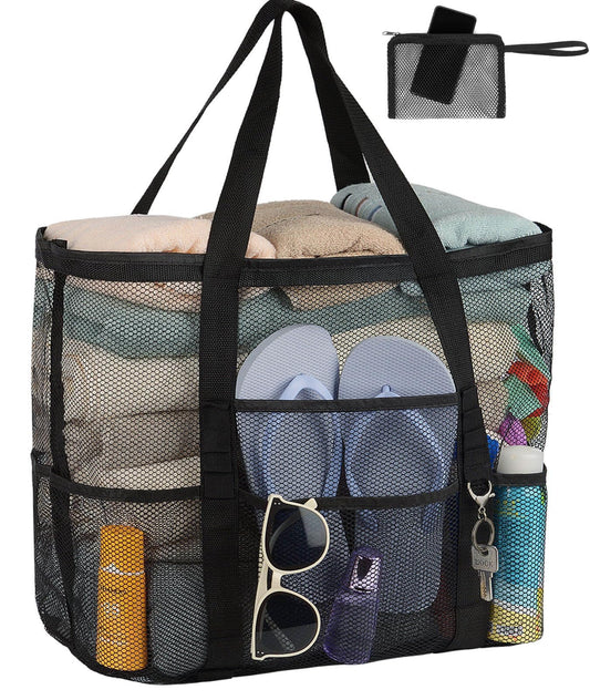Mesh Beach Bag Large Tote Pool Bag for Women
