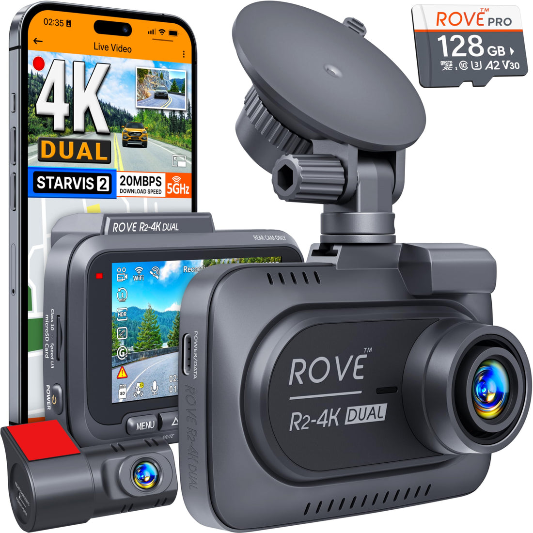ROVE R2-4K DUAL Dash Cam Front and Rear Specifications