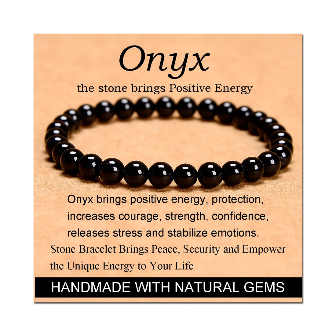 Black Onyx Crystal Yoga Bracelet for Positive Energy and Balance.