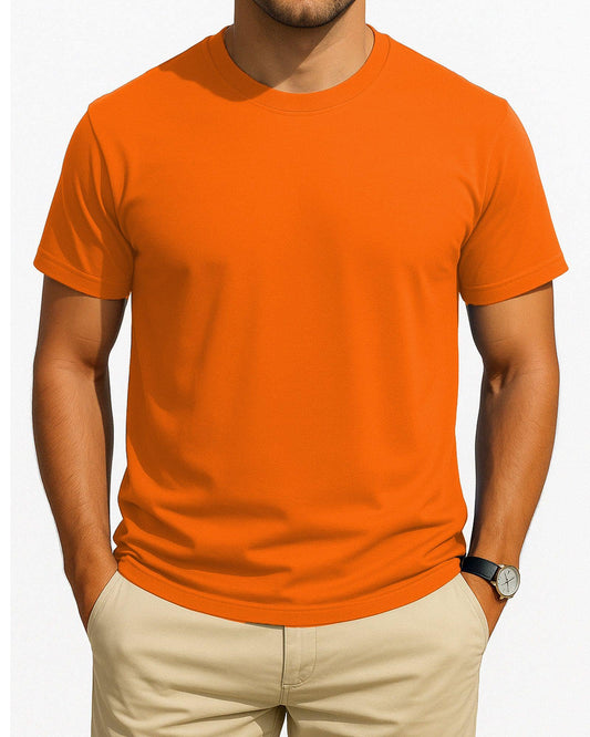Orange Crew Neck Short Sleeve Men's T-Shirts