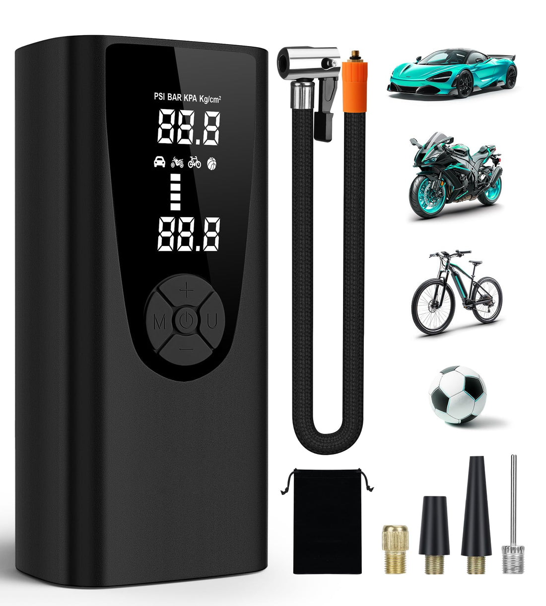 Portable Air Compressor for Cars with 20000mAh Electric Tire Pump.