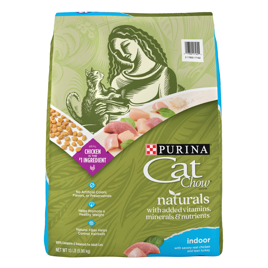 Natural Indoor Cat Food for Healthy Weight, 13 lb Bag Available.