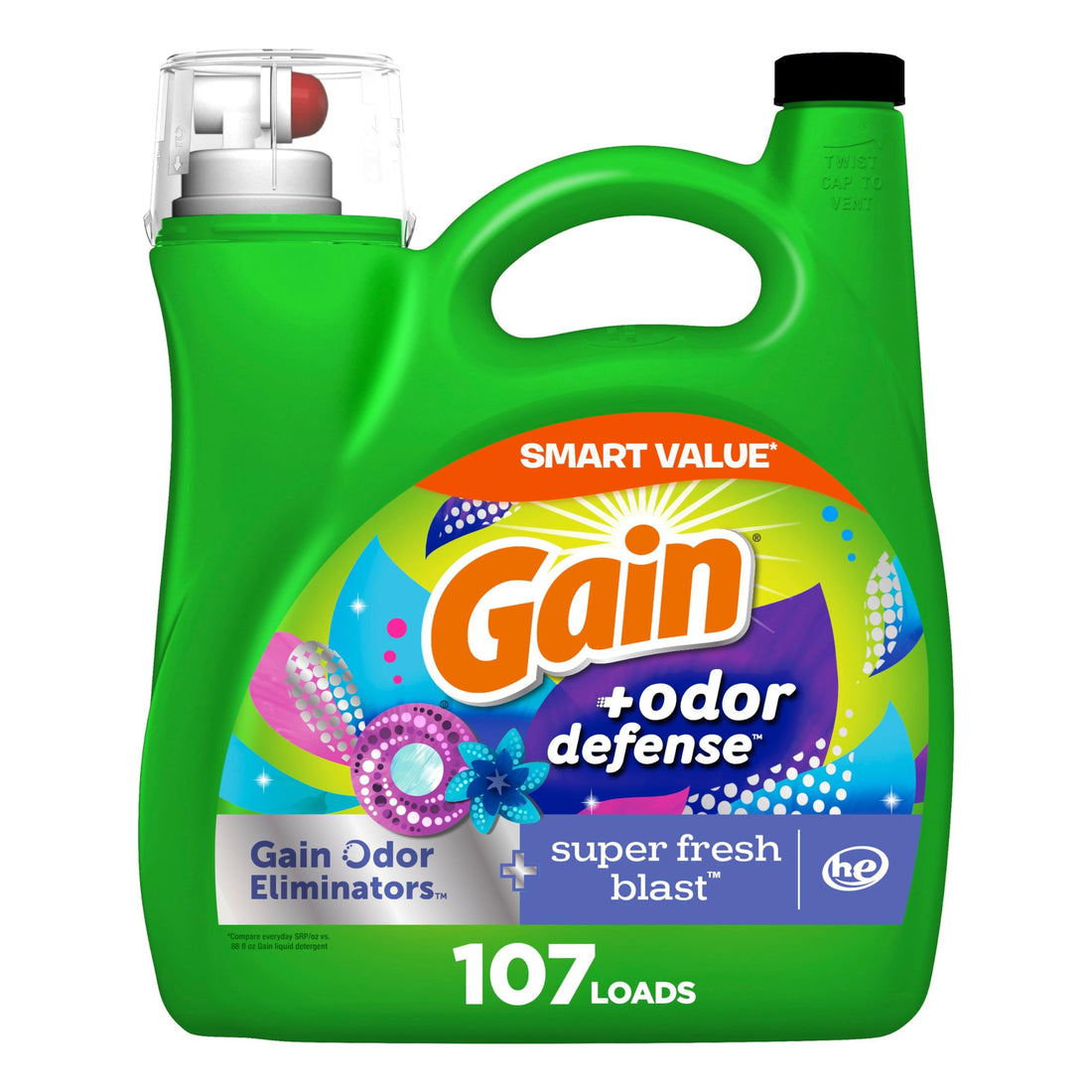 Odor Defense Liquid Laundry Detergent Super Fresh Blast Scent 107 Loads HE Compatible