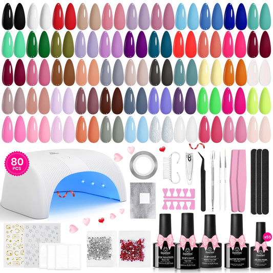 Beetles Gel Nail Polish Kit with UV Light Starter Polish Colors.