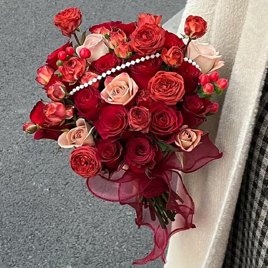 Wine red Floral Packaging Decorative Ribbon - Fishtail Yarn Cake Edging Trim for Parties and Gift ...