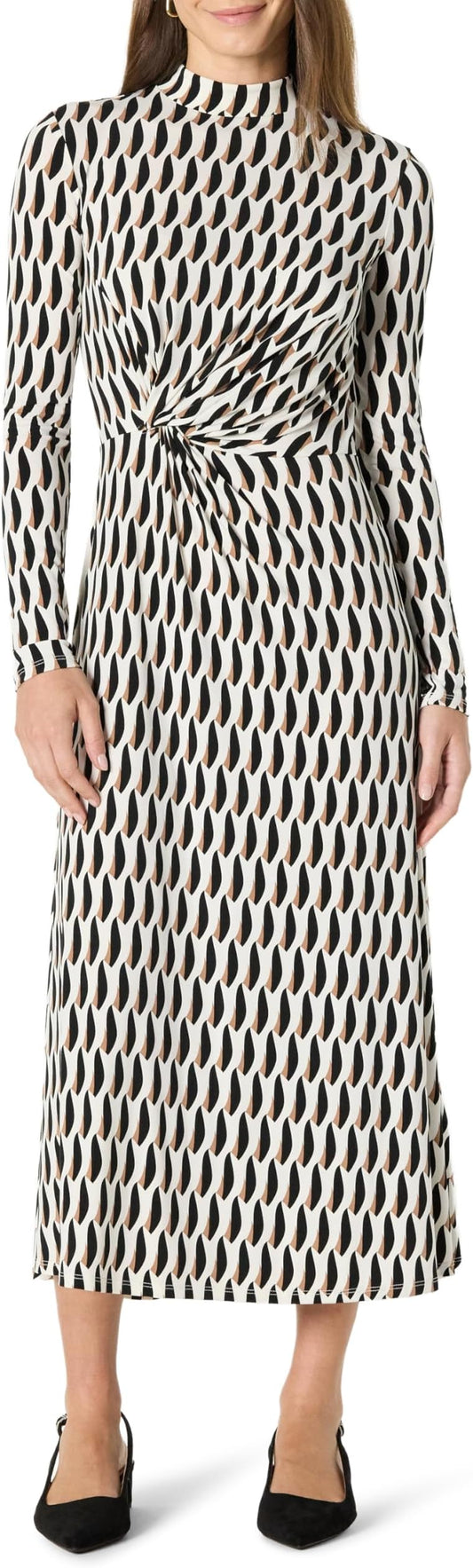 Amazon Essentials Women's Fit and Flare Long-Sleeved Short Maxi Dress