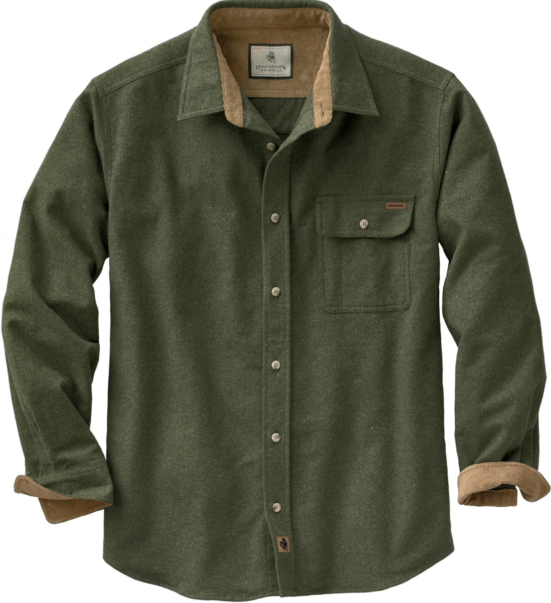 Legendary Whitetails Men's Buck Camp Flannel, Long Sleeve Plaid Button Down Casual Shirt, Corduroy...