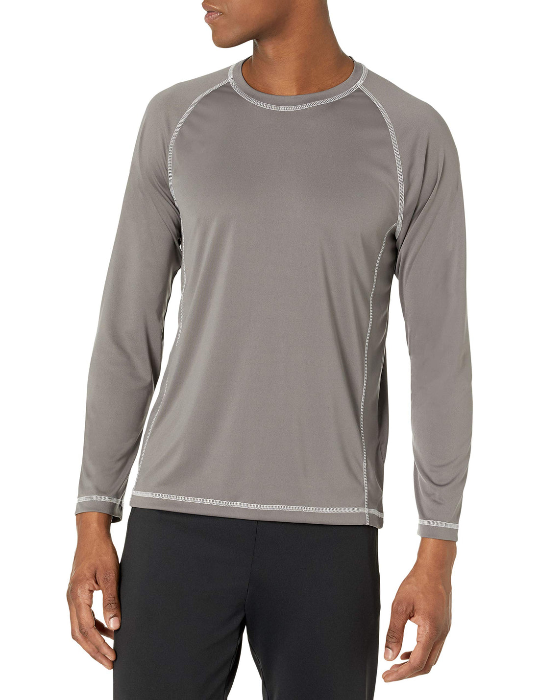 Moisture-wicking, UPF 50, quick-dry men's swim shirt for outdoor activities.