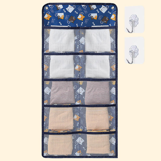 Navy Blue 10 Compartment Closet Organizer Bag