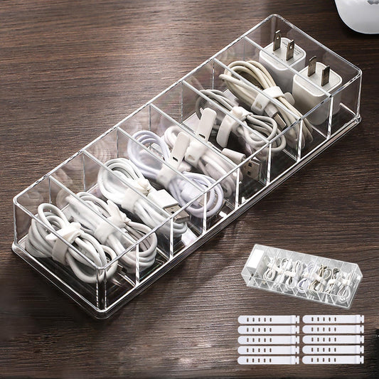 Cable Organizer Kit with Storage Box and Wire Ties