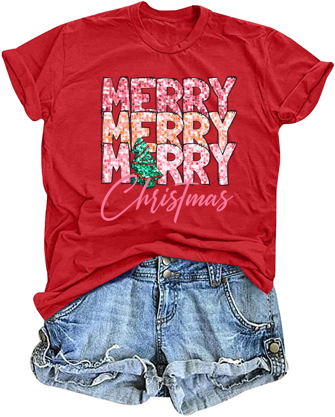 Fun and Festive Merry Christmas Women's Casual Holiday T Shirts.