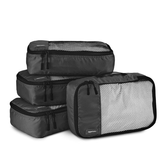 Amazon Basics Travel Packing Cubes with Double Zipper Pulls Set.